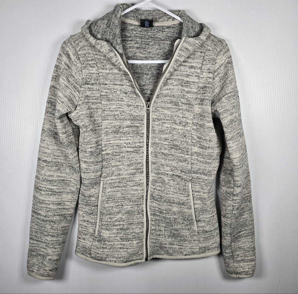Kuhl Asendyr Women's Fleece Full Zip Hoodie Size S Grey & Cream - Picture 2 of 11